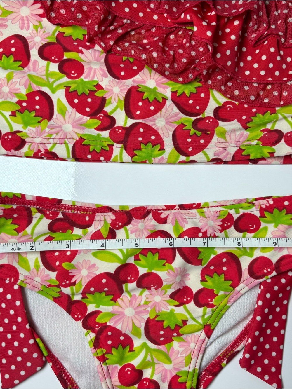 Lisabelle Girls Strawberry & Polka Dot Ruffle Tankini Two Piece Swimsuit Size 5T - Picture 10 of 12